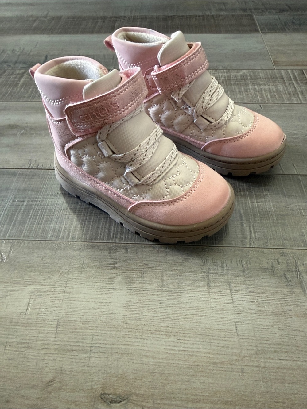 Carter's Pink and Cream Quilted Strap Kids Boots